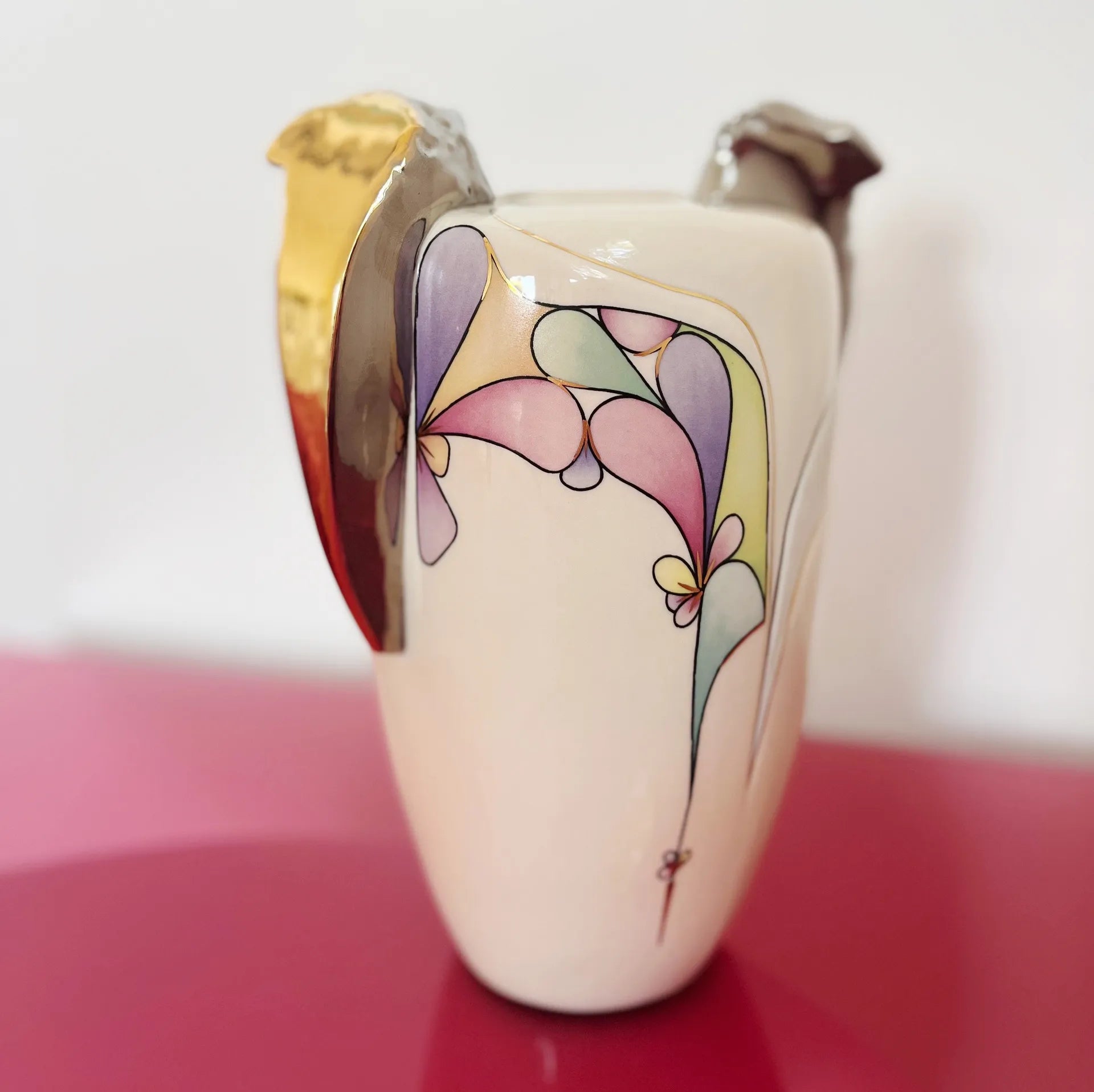 Vase en porcelaine Galos, pastel & chrome, Espagne, années 80 - Club Barbara