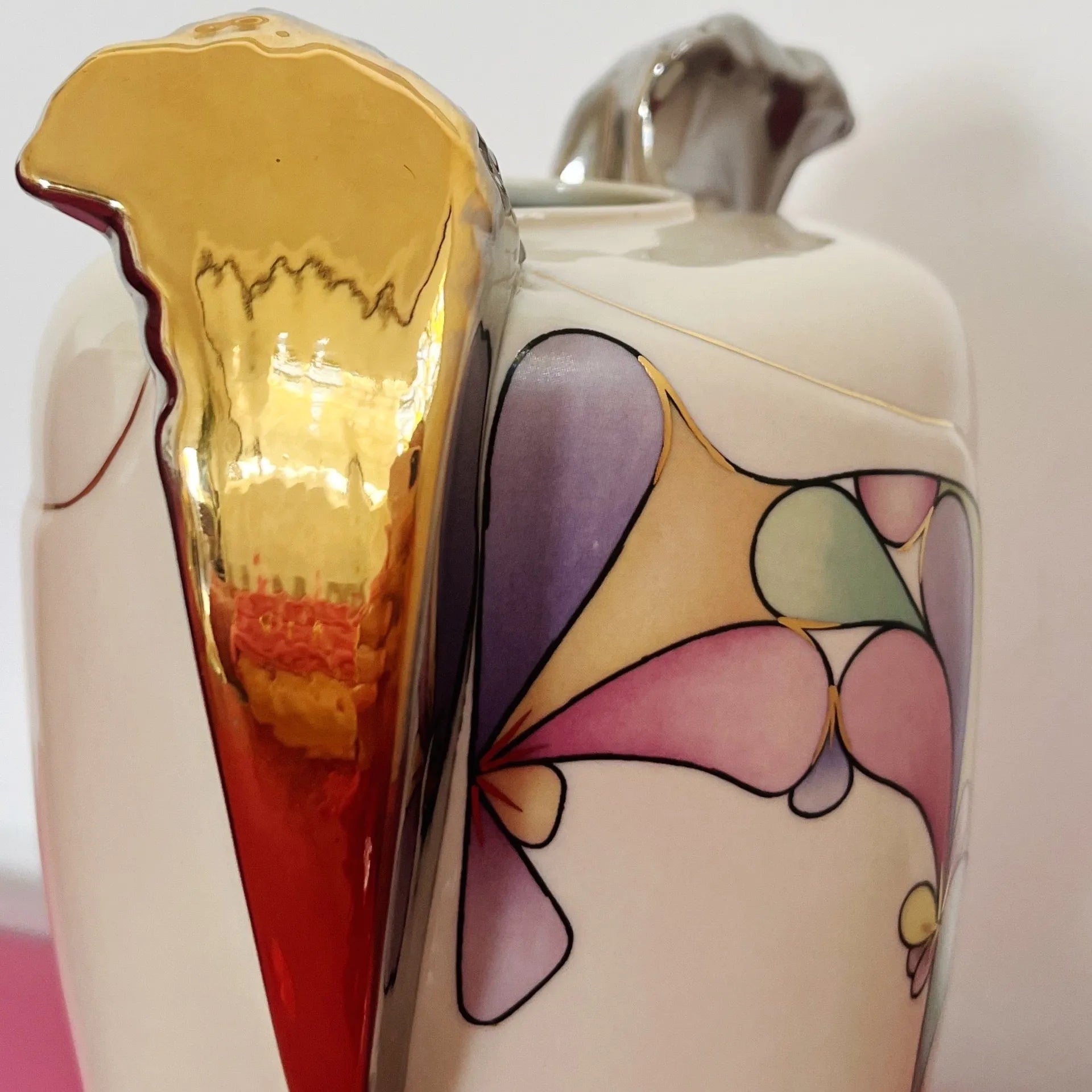 Vase en porcelaine Galos, pastel & chrome, Espagne, années 80 - Club Barbara