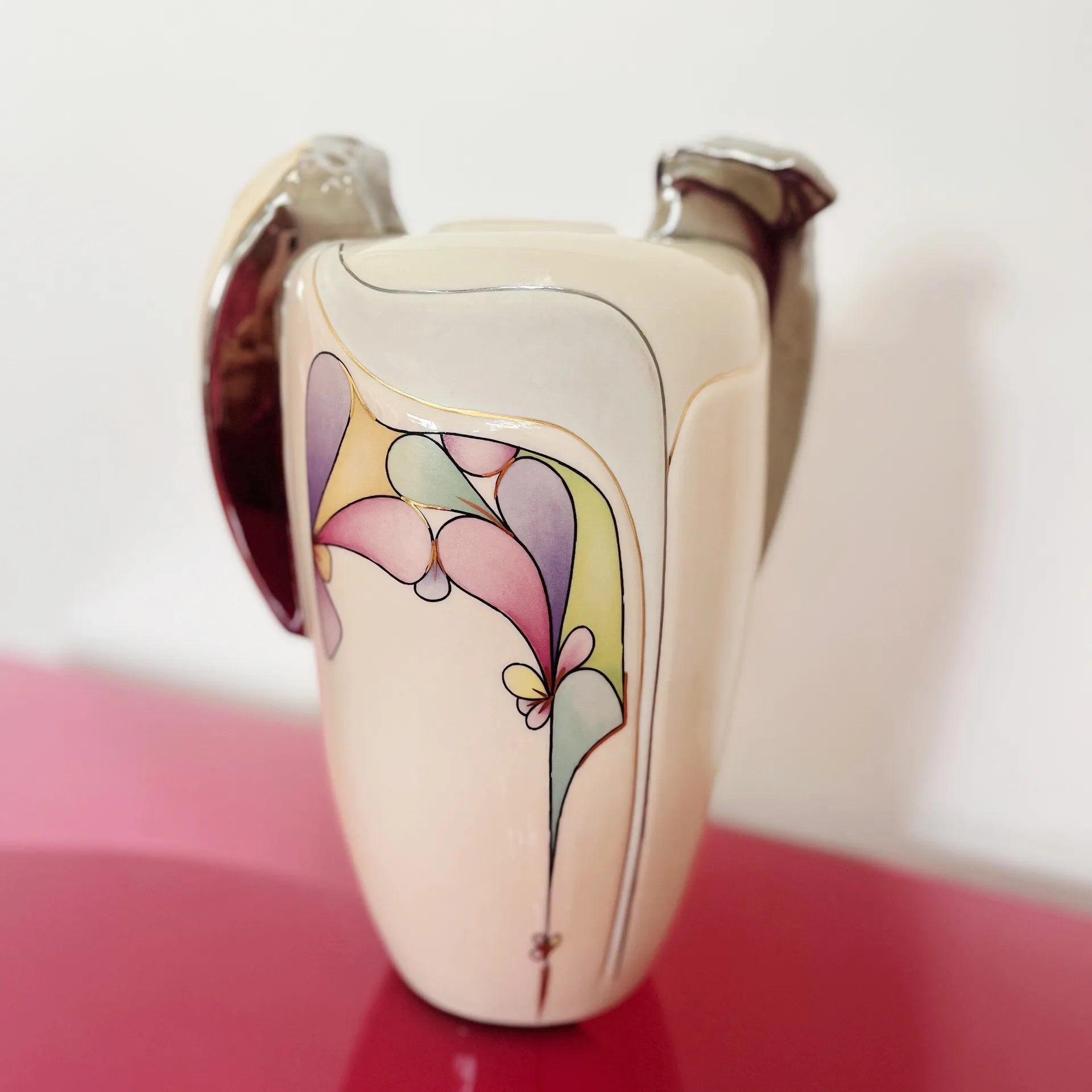 Vase en porcelaine Galos, pastel & chrome, Espagne, années 80 - Club Barbara