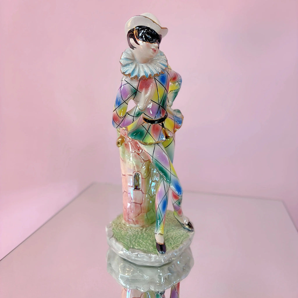 Vase pierrot arlequin vintage en céramique italienne, années 60-70