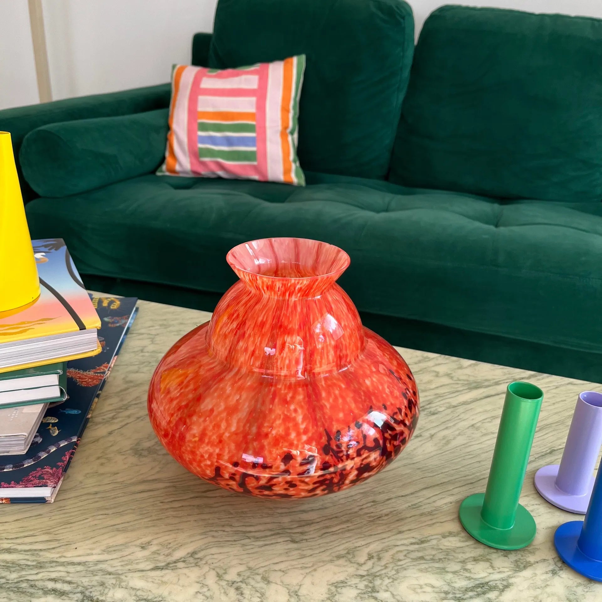 Vase orange en verre soufflé - Club Barbara