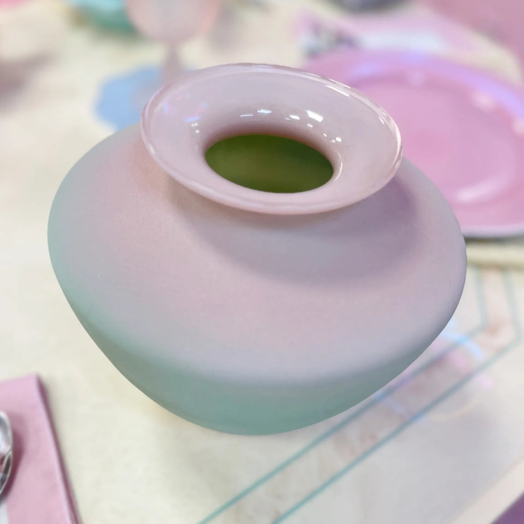 Vase pastel rose et vert, Eternity, années 80 - Club Barbara