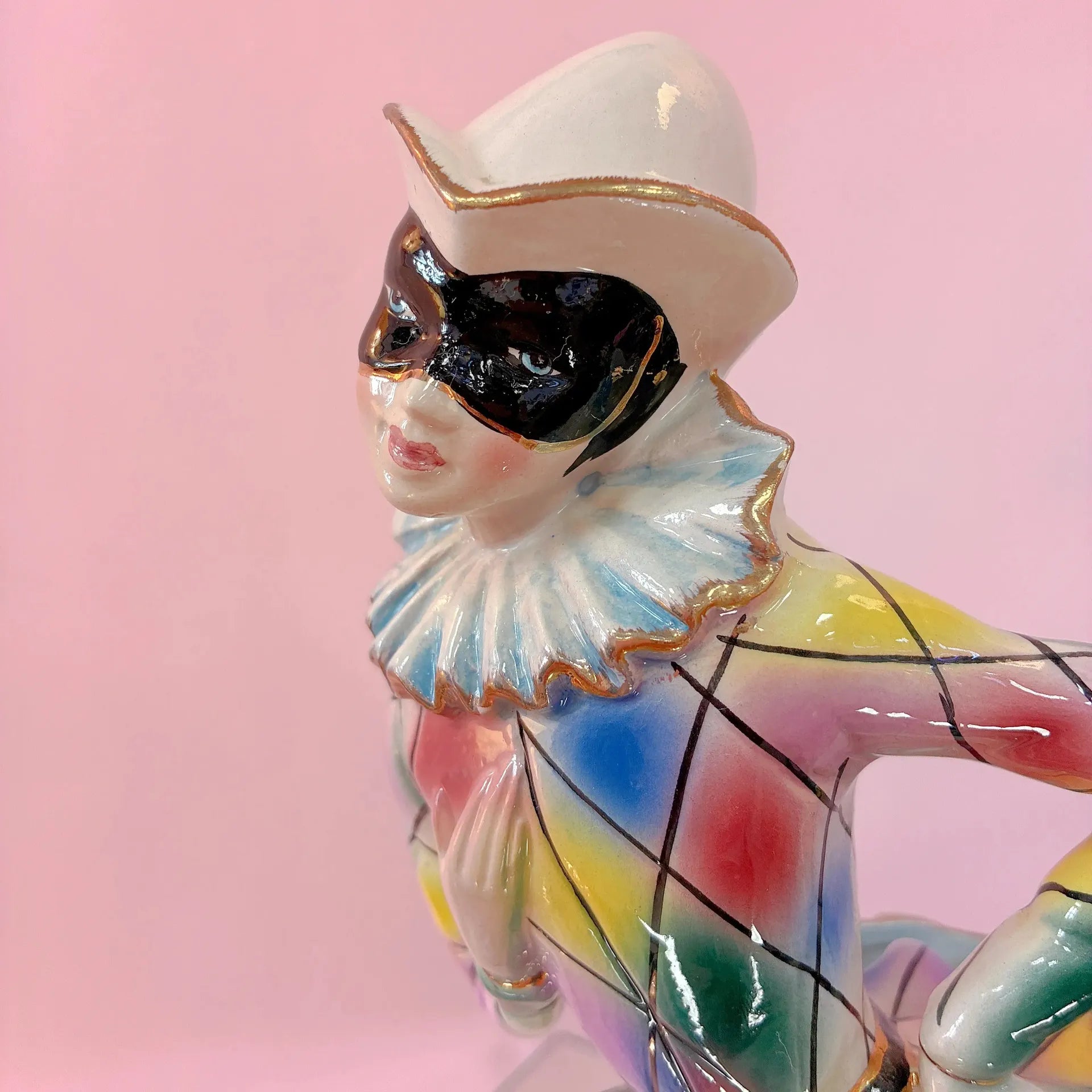 Vase pierrot arlequin vintage en céramique italienne, années 60-70 - Club Barbara