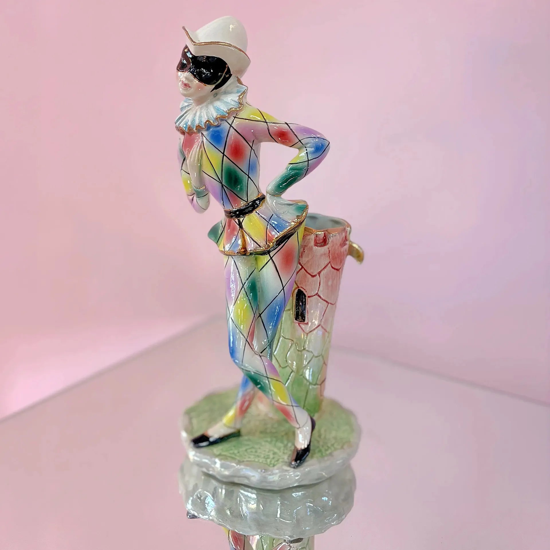Vase pierrot arlequin vintage en céramique italienne, années 60-70 - Club Barbara