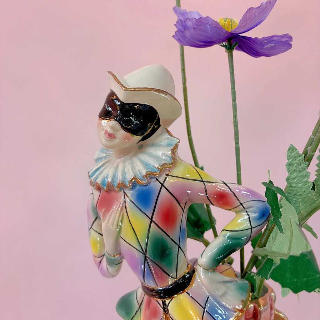 Vase pierrot arlequin vintage en céramique italienne, années 60-70 - Club Barbara