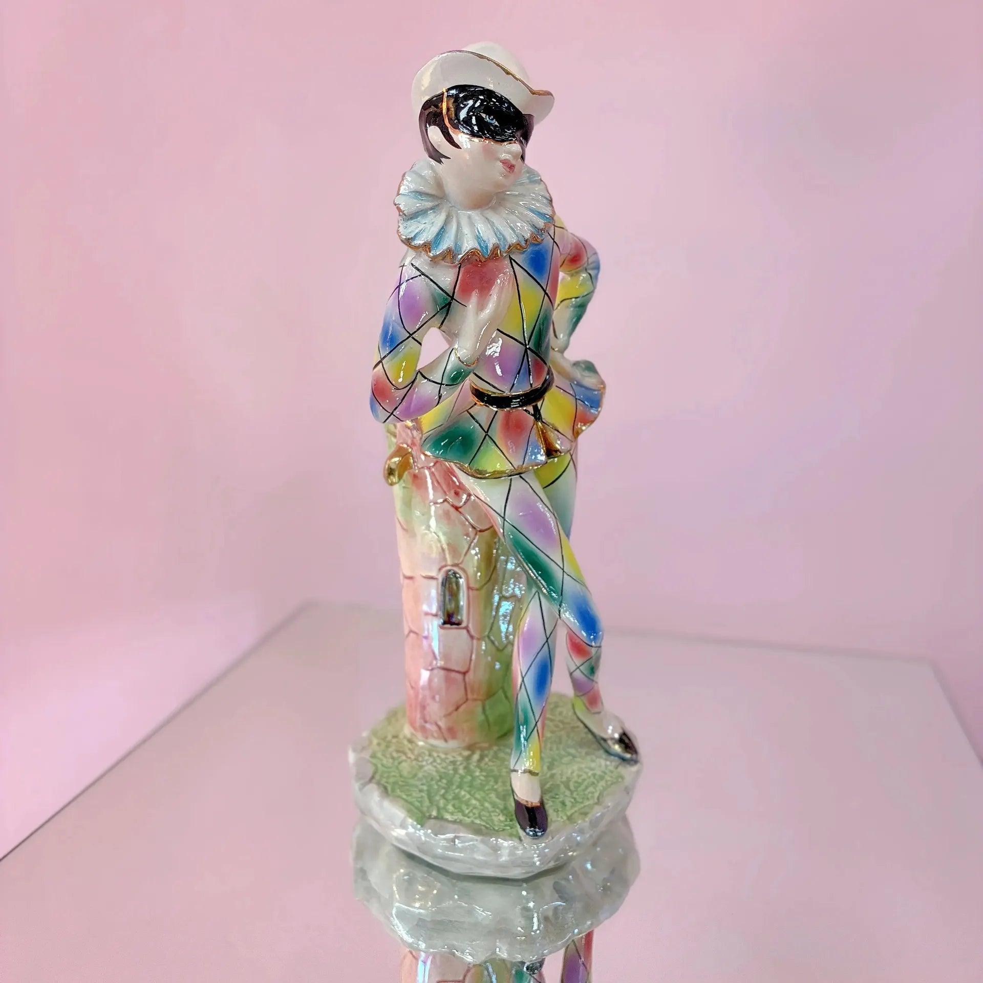 Vase pierrot arlequin vintage en céramique italienne, années 60-70 - Club Barbara