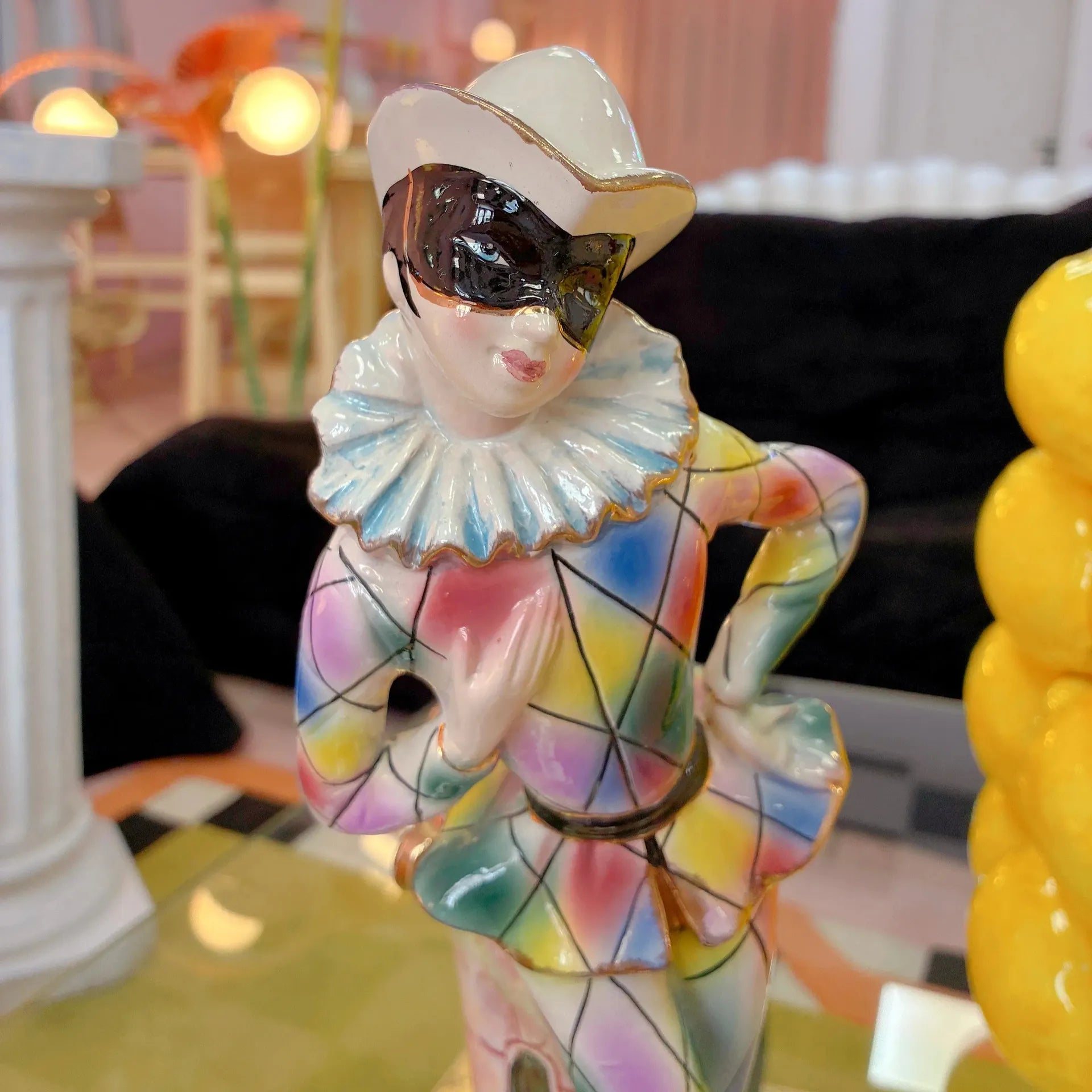 Vase pierrot arlequin vintage en céramique italienne, années 60-70 - Club Barbara