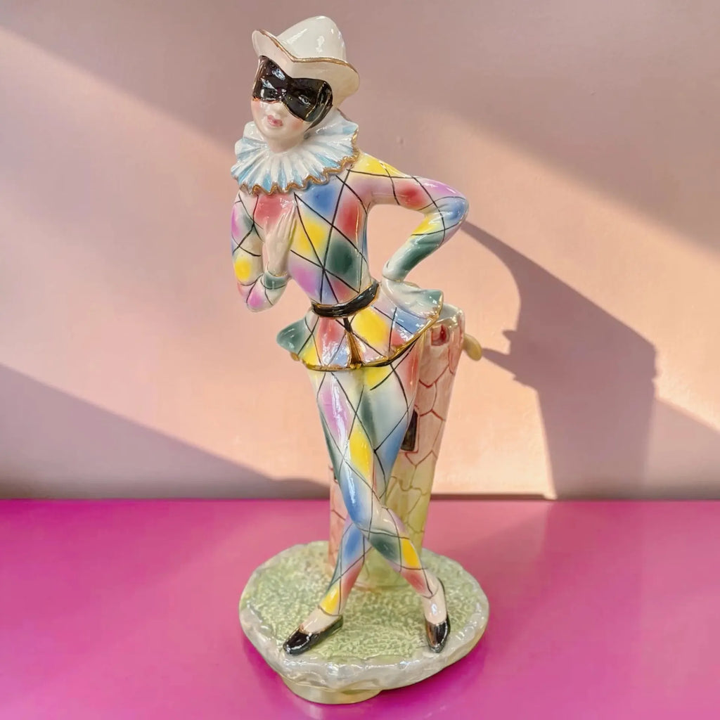 Vase pierrot arlequin vintage en céramique italienne, années 60-70 - Club Barbara