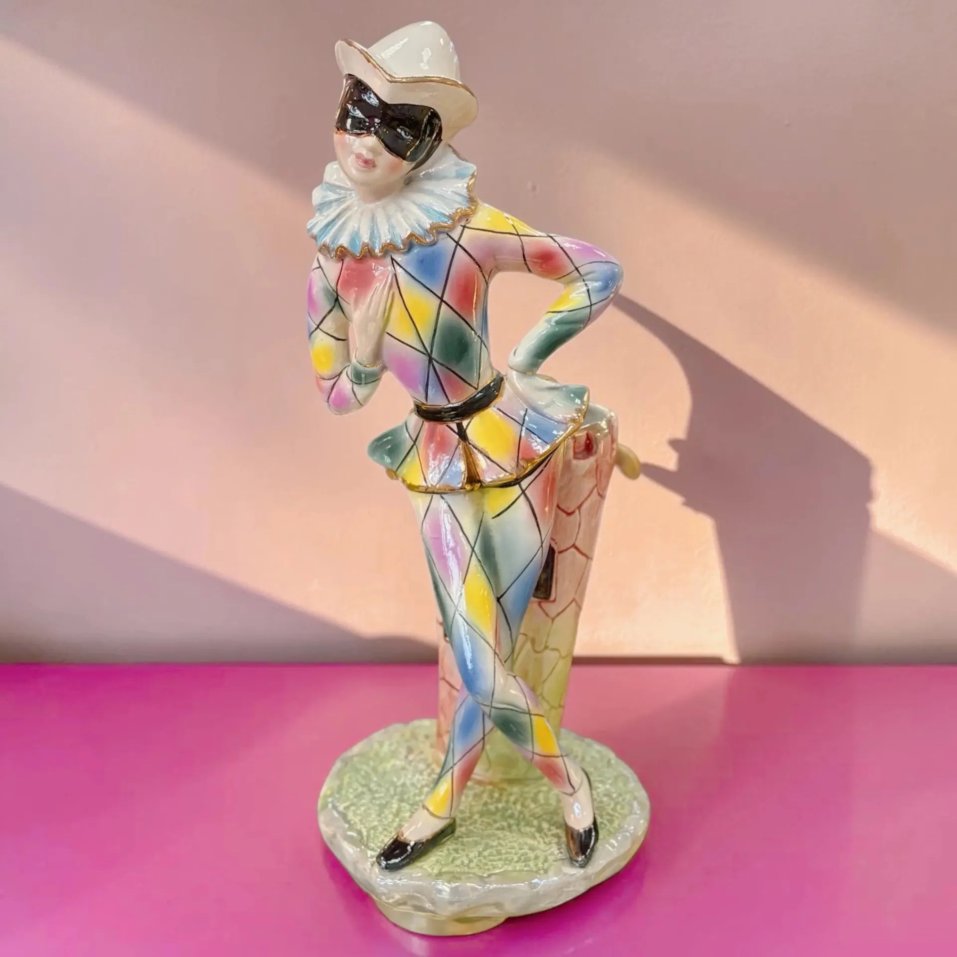 Vase pierrot arlequin vintage en céramique italienne, années 60-70 - Club Barbara
