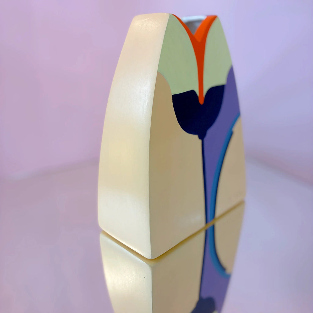 Vase pop art de style Memphis, céramique peinte à la main
