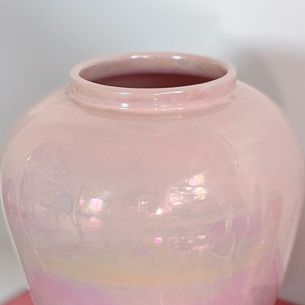 Maxi vase vintage 80s rose pastel iridescent