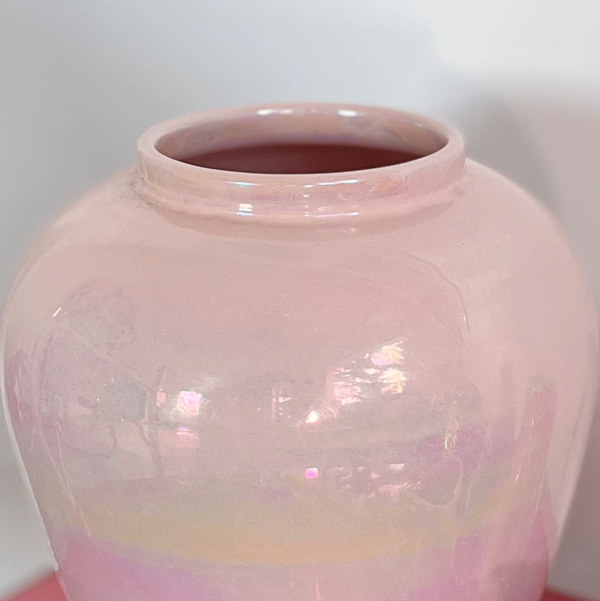 Maxi vase vintage 80s rose pastel iridescent