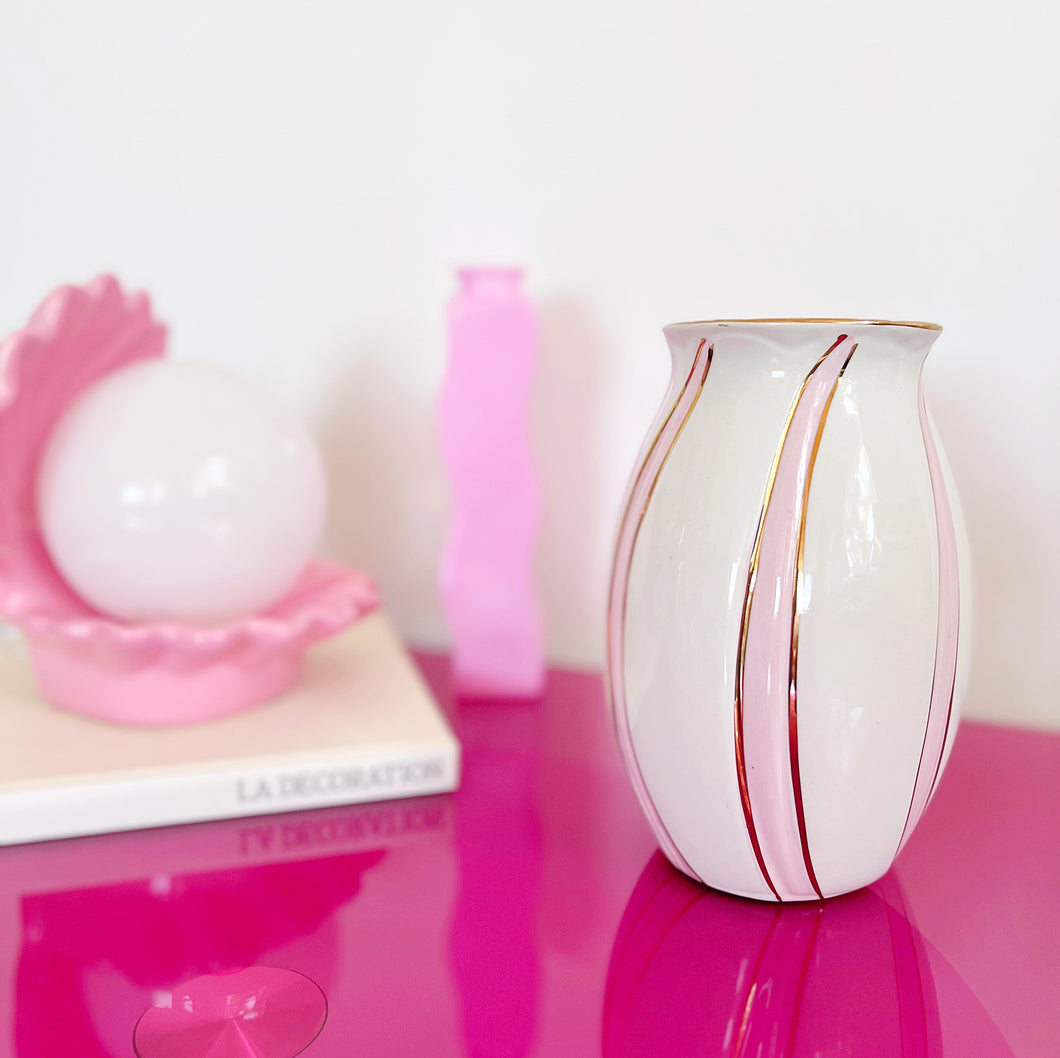 Vintage pink twist vase