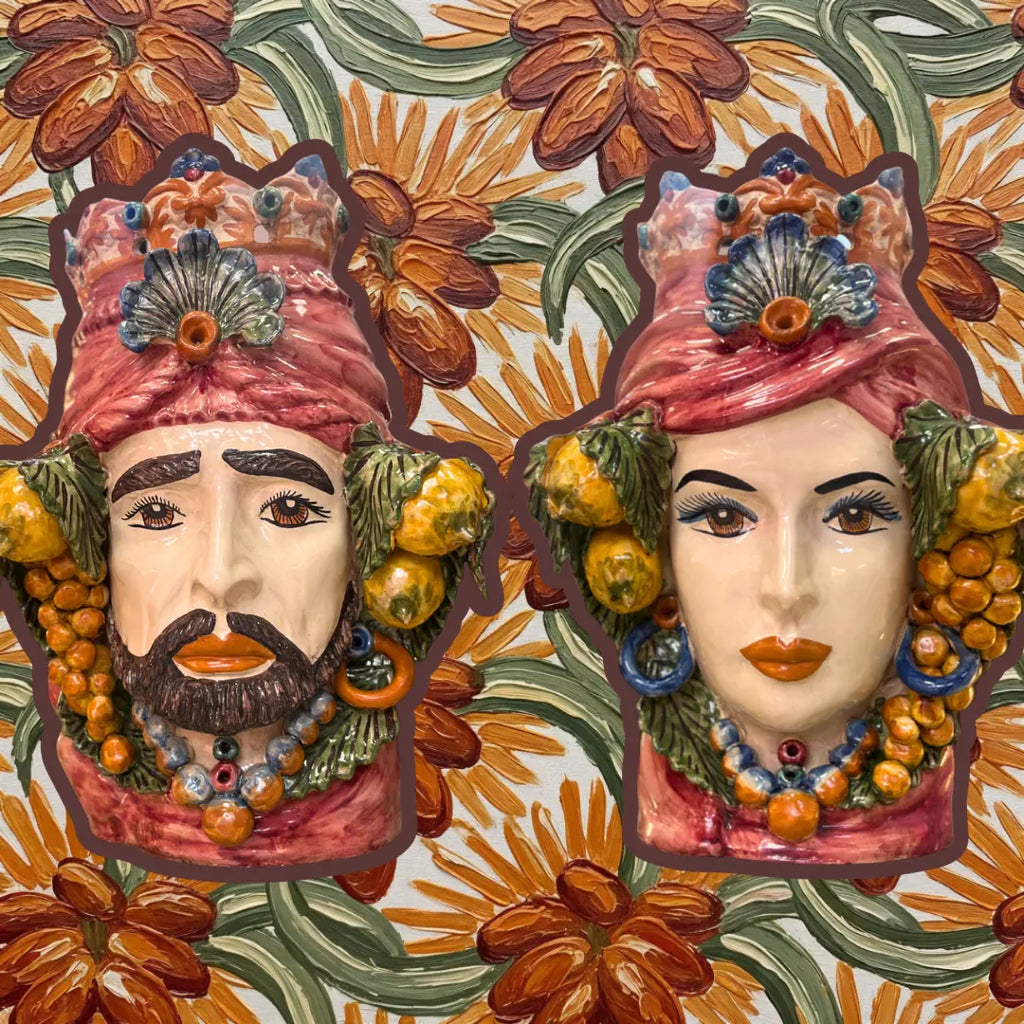Paire céramique Caltagirone homme et femme vintage | Club Barbara
