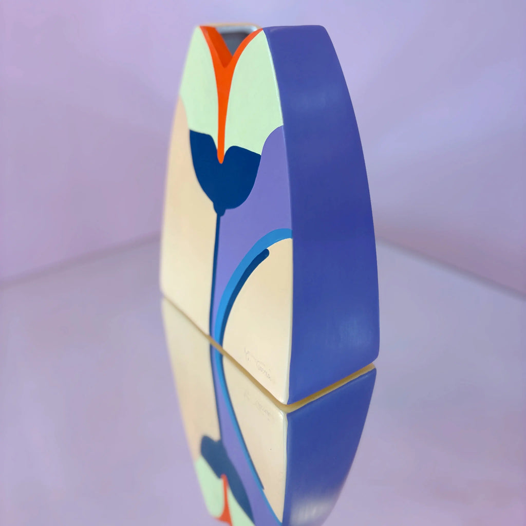 Vase Tiziana Coccia pour Goebel, céramique signée, années 80
