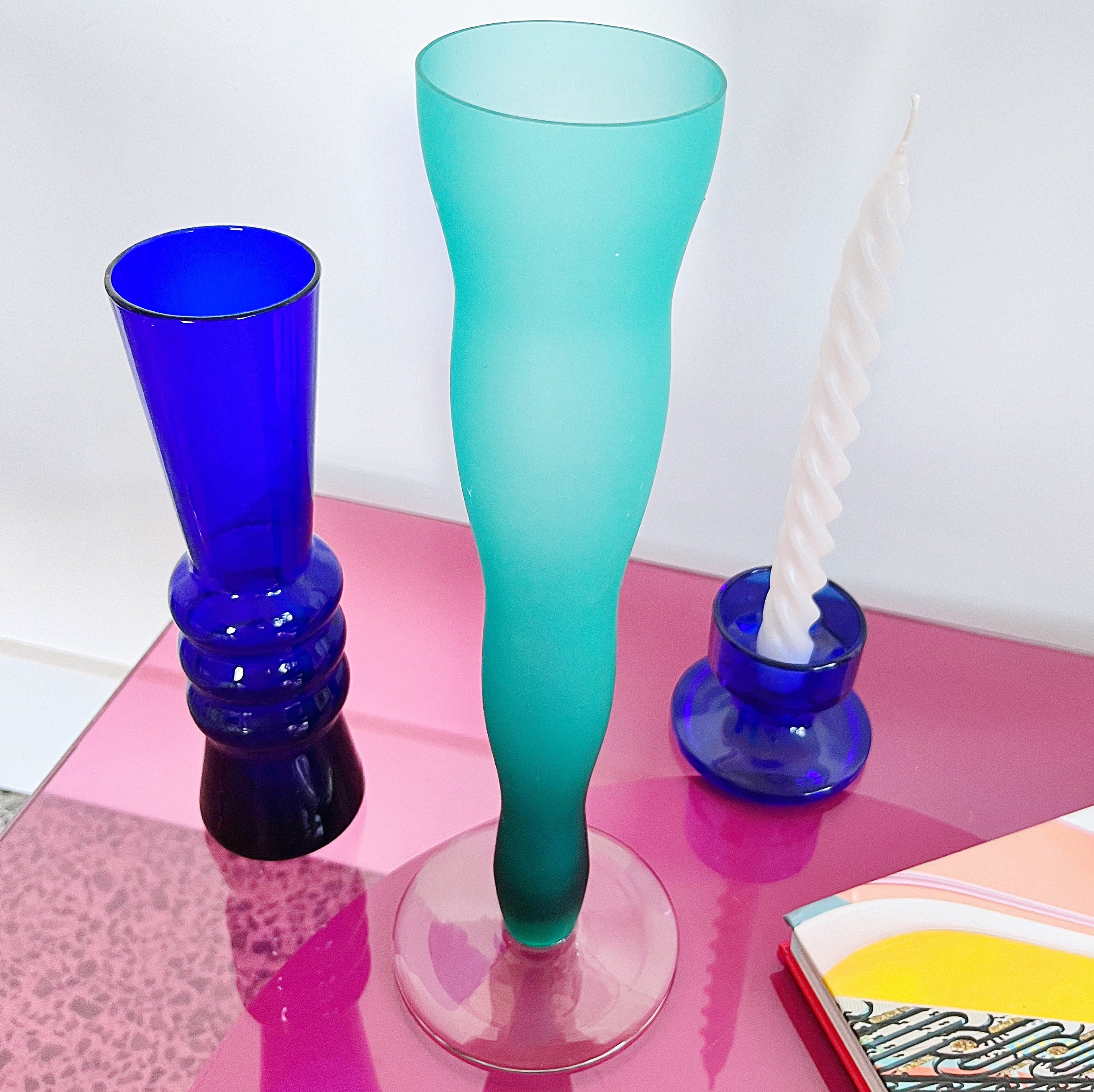 Soliflore design XL vintage en verre depoli