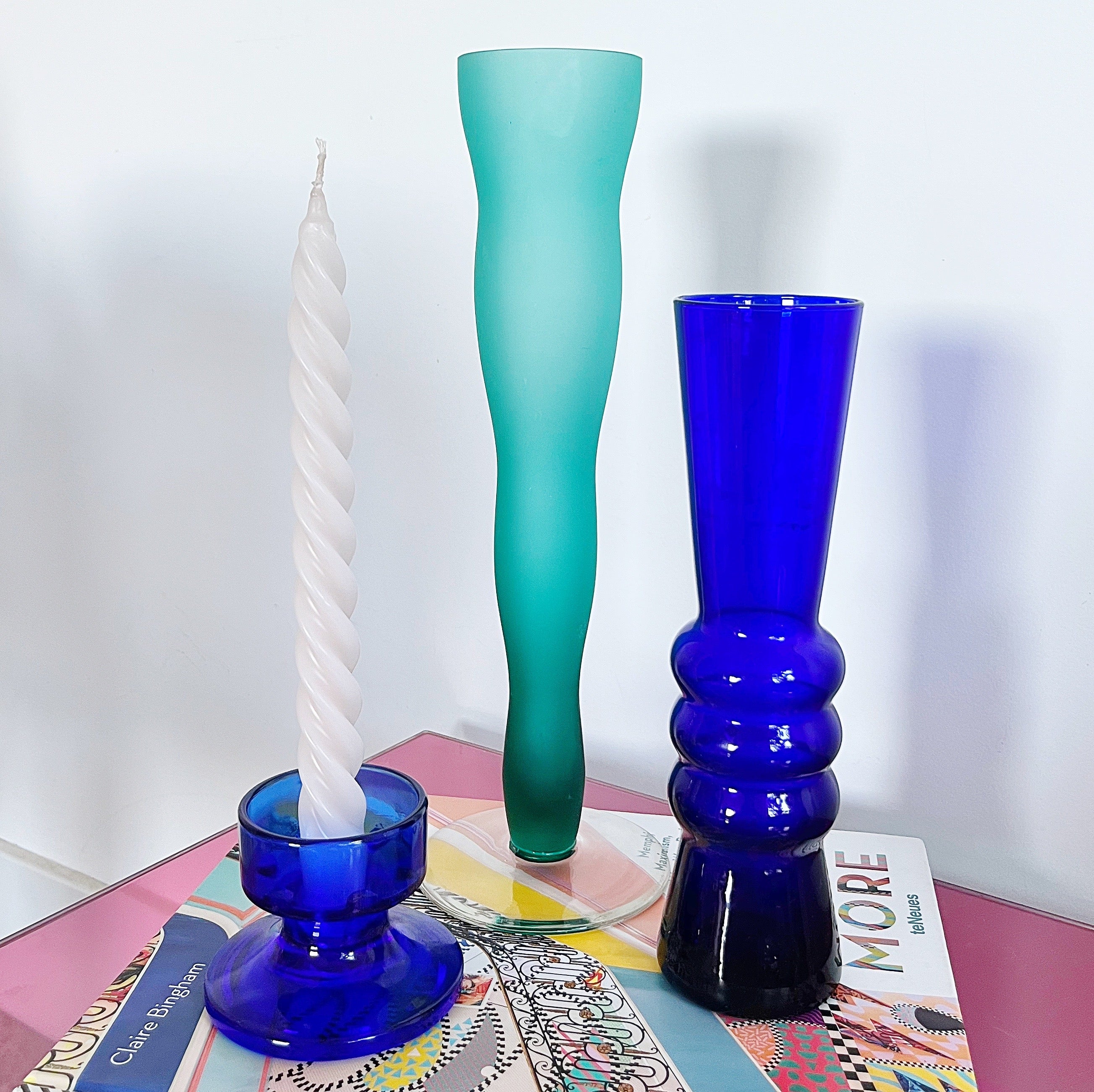 Soliflore design XL vintage en verre depoli