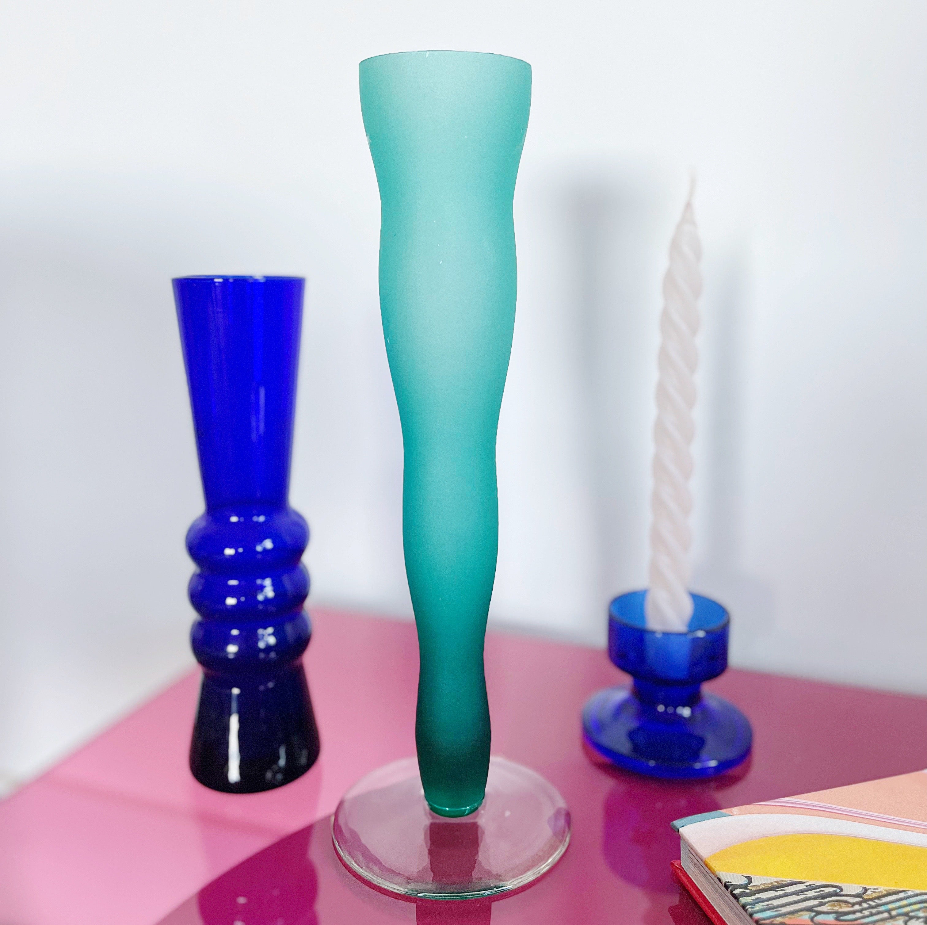 Soliflore design XL vintage en verre depoli