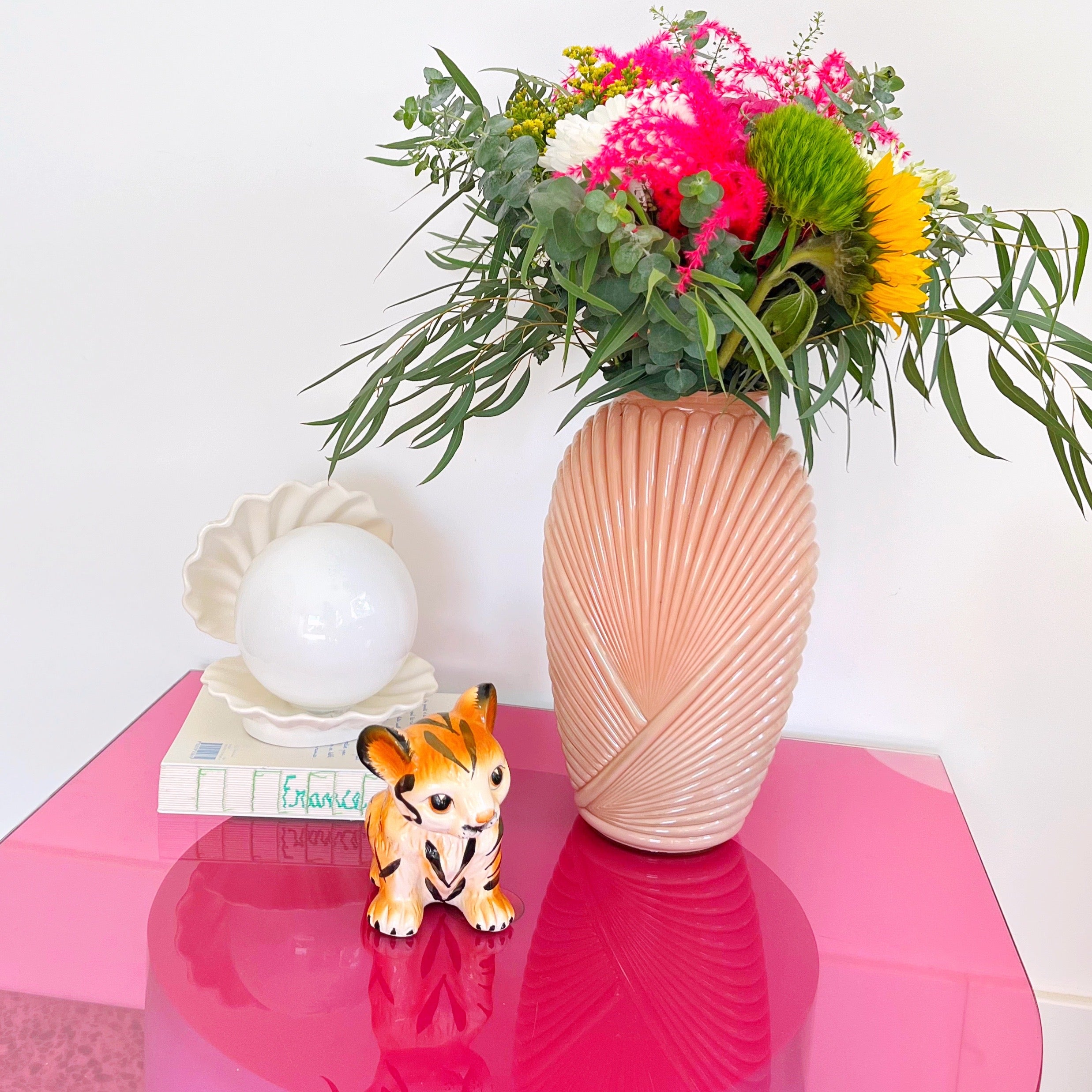 Grand vase Anchor Hocking 80’s corail