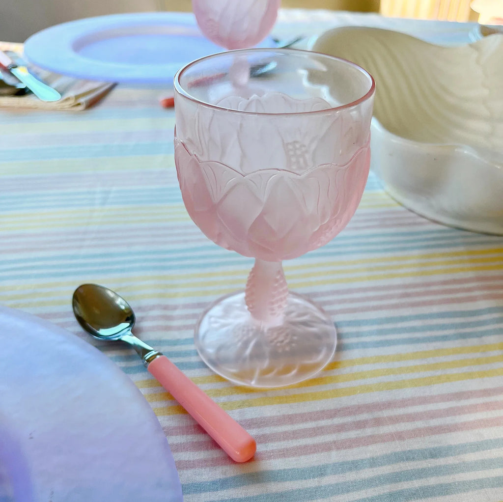 Verres vintage rose pastel motif floral - Club Barbara