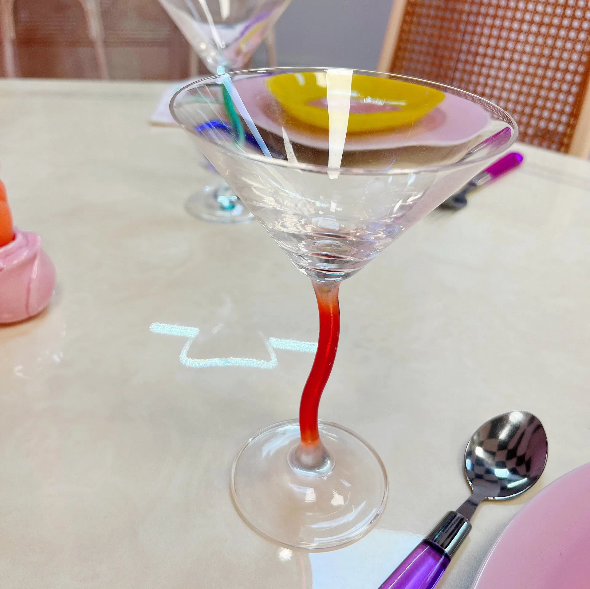 Verres zig-zag vintage colorés - Club Barbara