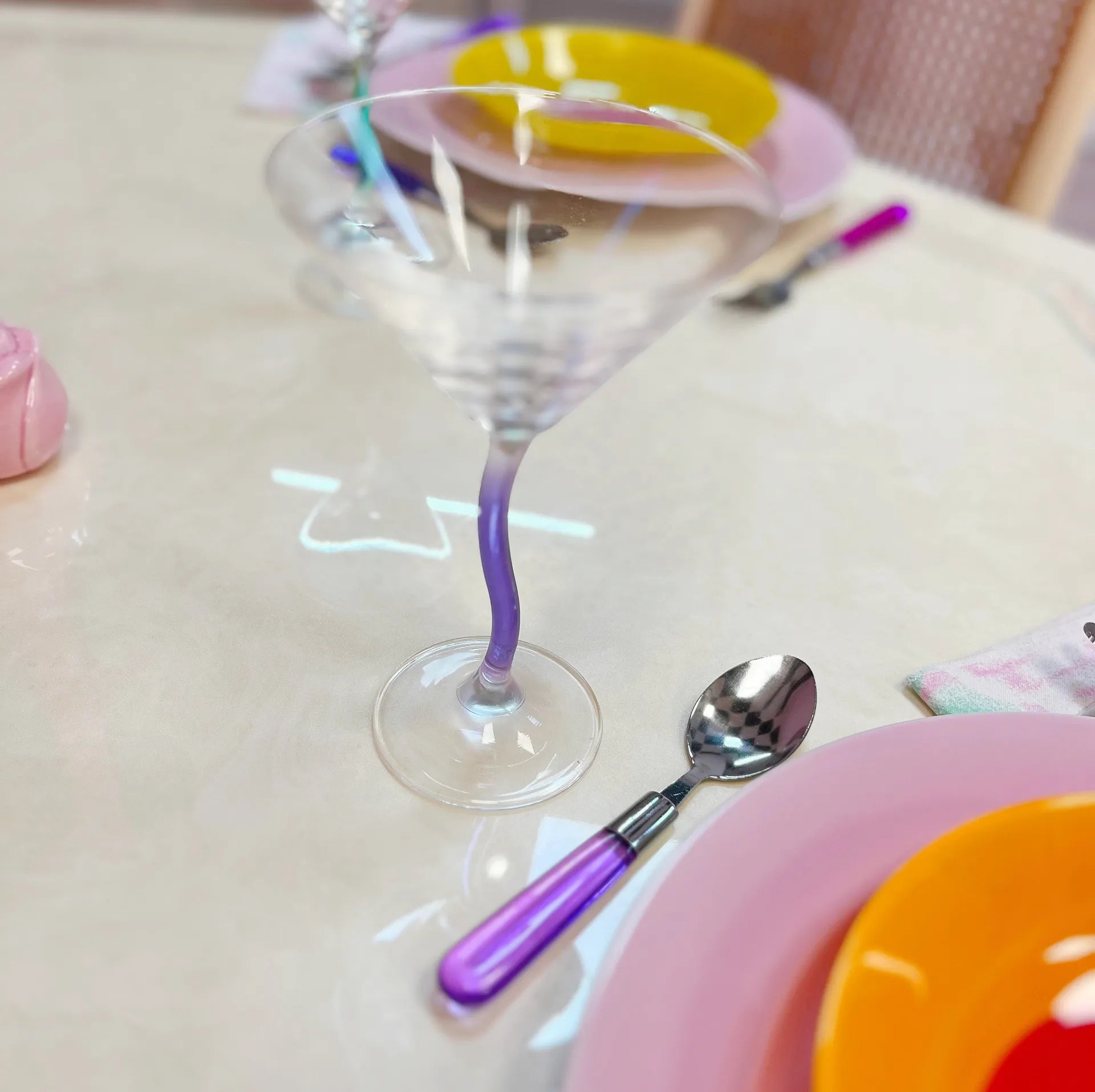 Verres zig-zag vintage colorés - Club Barbara