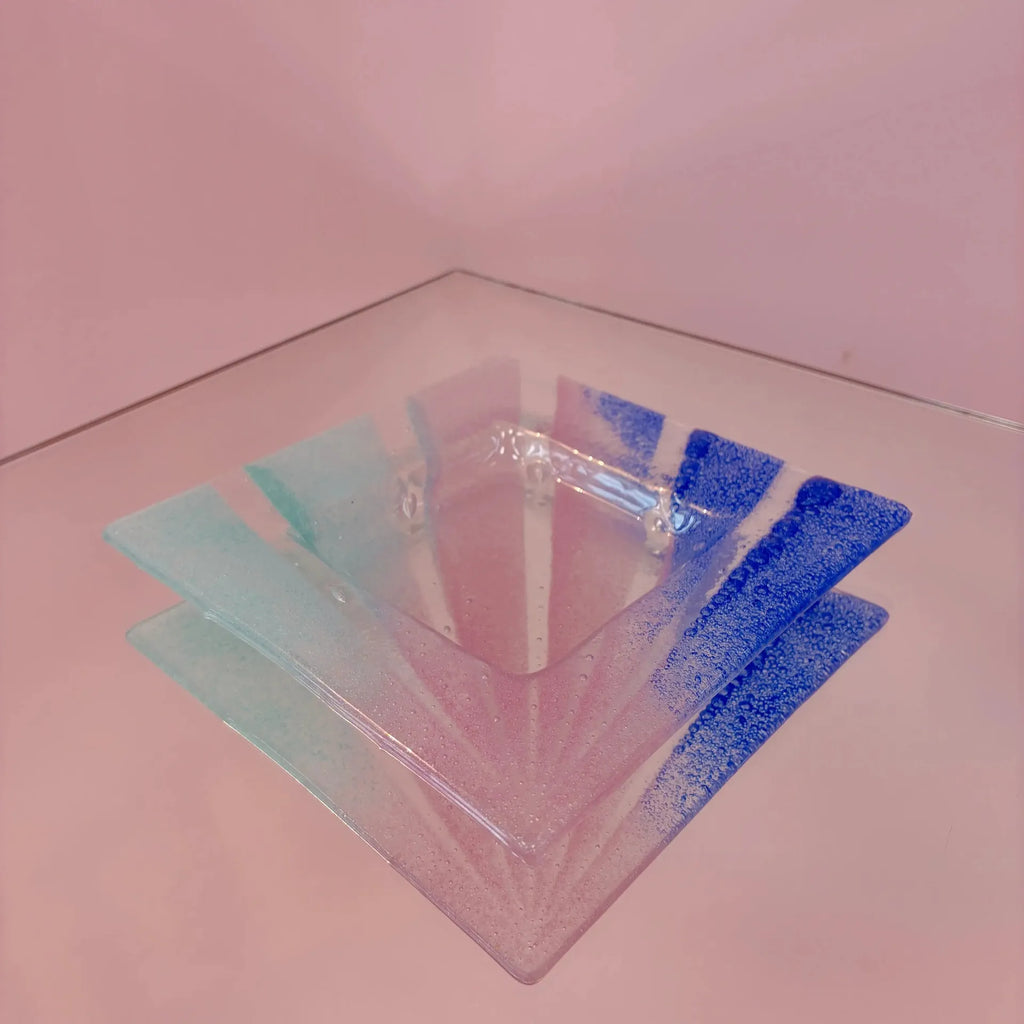 Vide-poche cendrier vintage en verre de Murano, dégradé pastel, années 70 - Club Barbara