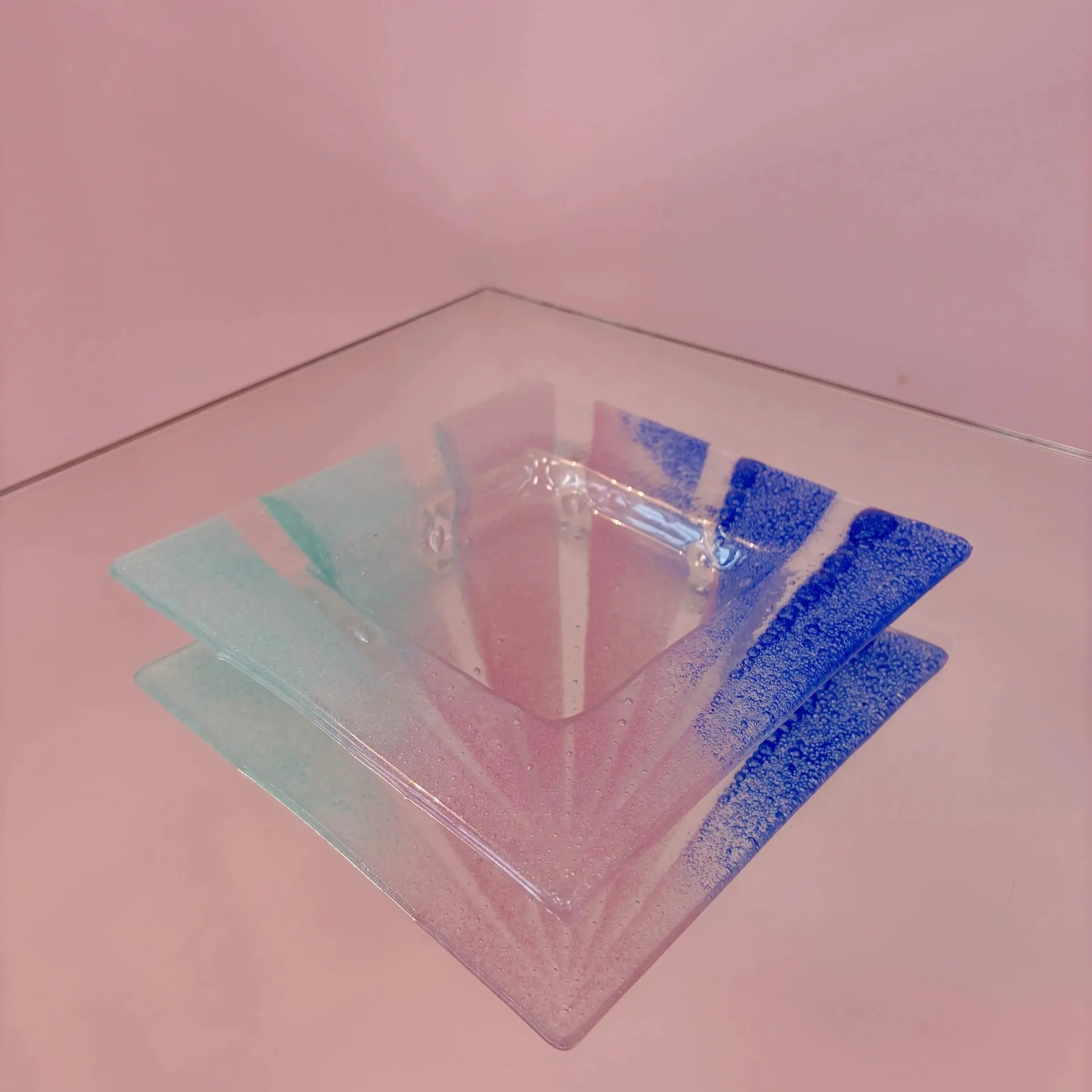 Vide-poche cendrier vintage en verre de Murano, dégradé pastel, années 70 - Club Barbara