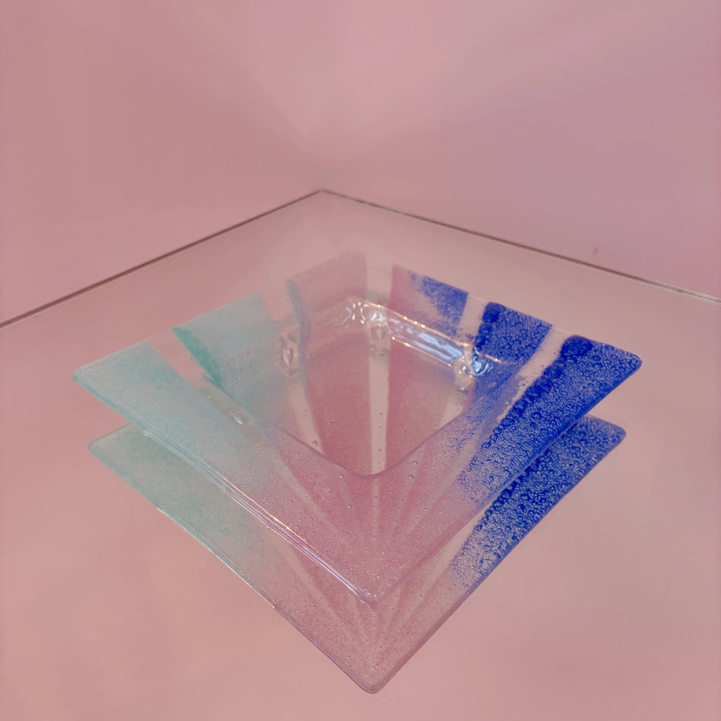 Vide-poche cendrier vintage en verre de Murano, dégradé pastel, années 70