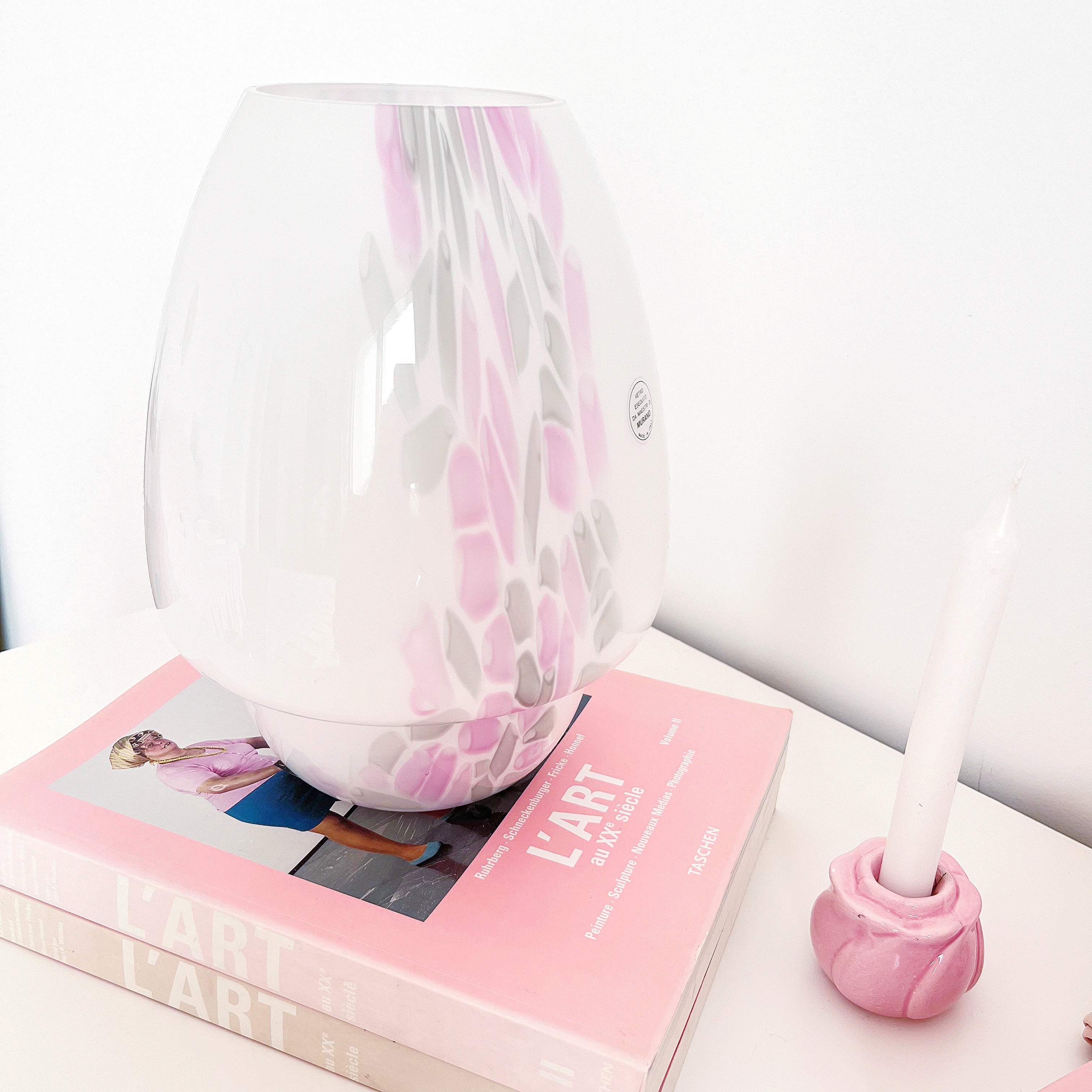 Lampe champignon Murano rose et grise