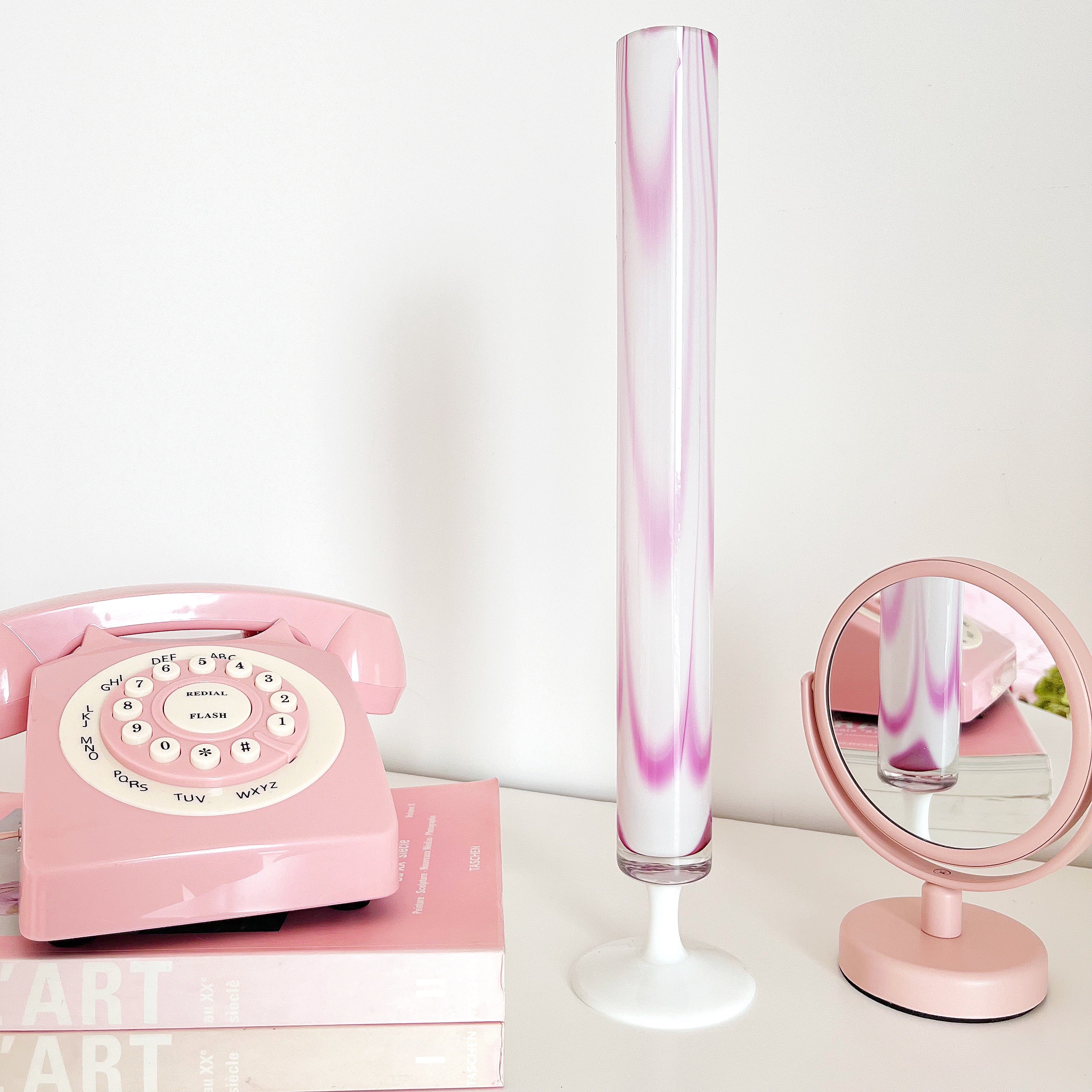 Soliflore en verre soufflé rose