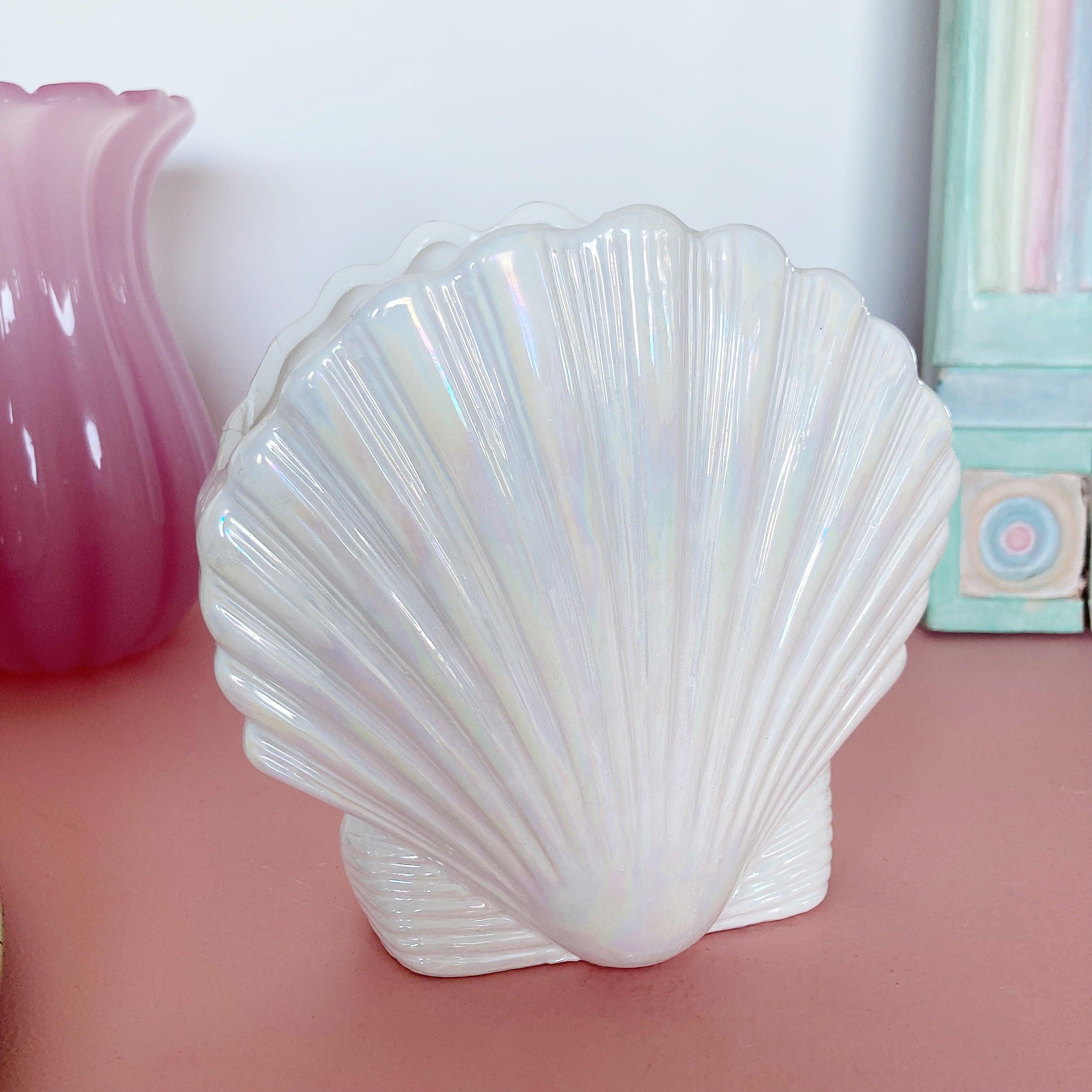 vase coquillage vintage iridescent