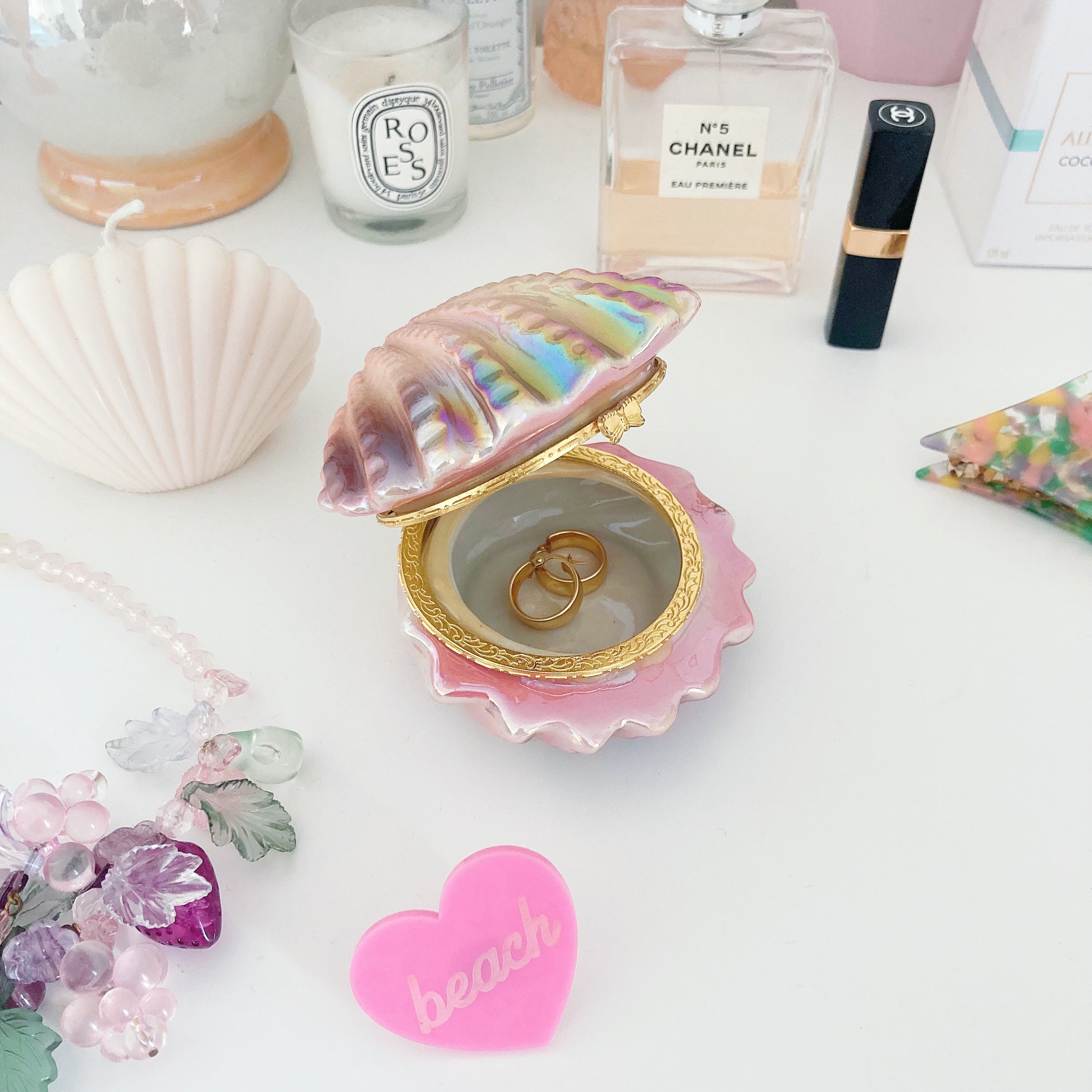 Boîte coquillage céramique iridescente