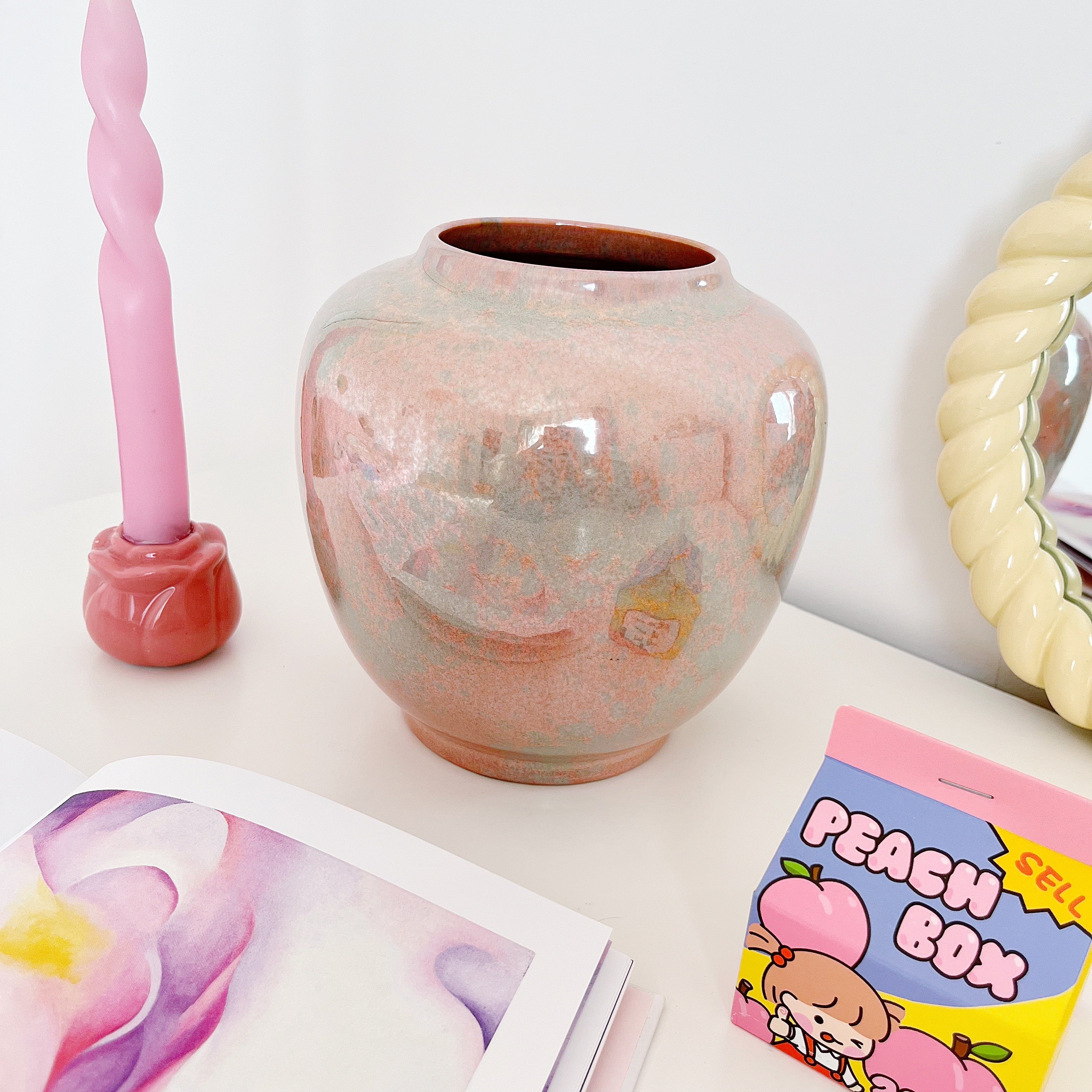 Vase boule 80’s gris et rose