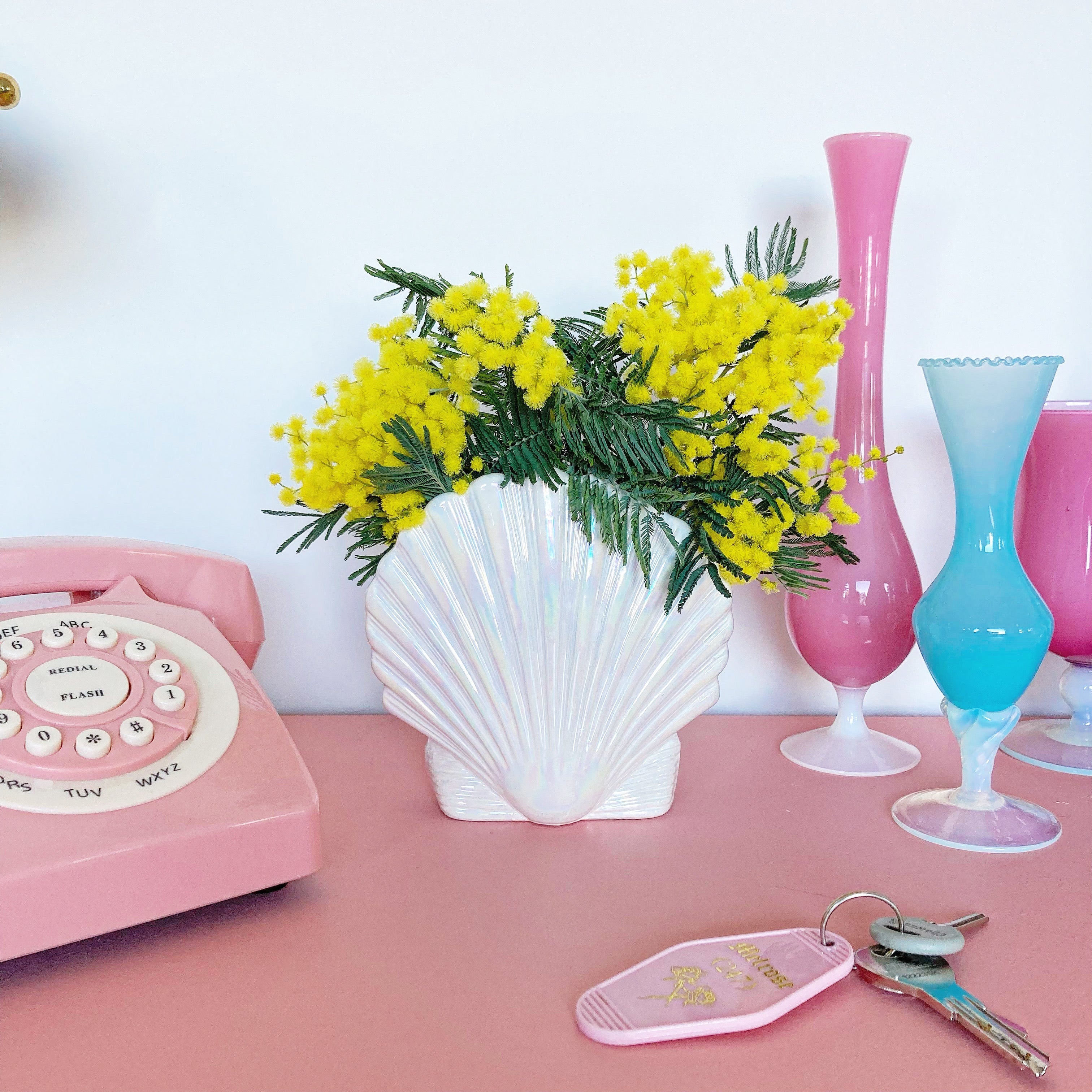 Vase coquillage vintage iridescent