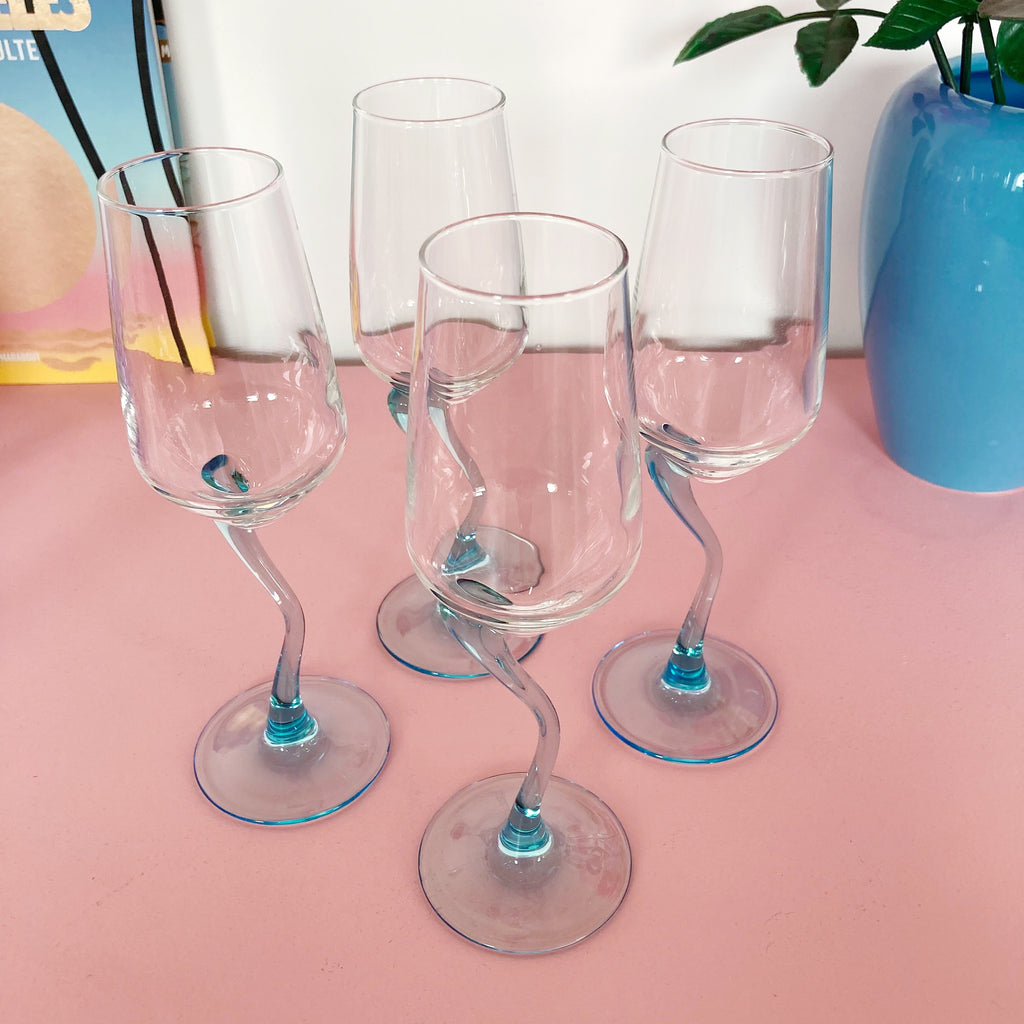 Verres zig zag bleus