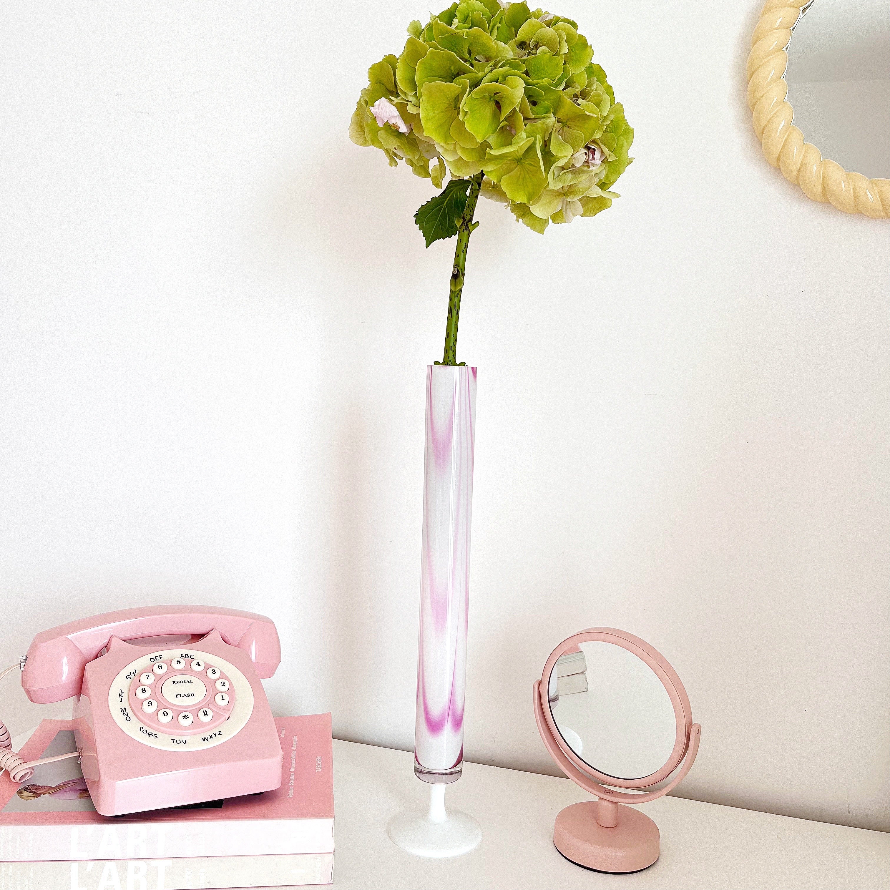 Soliflore en verre soufflé rose