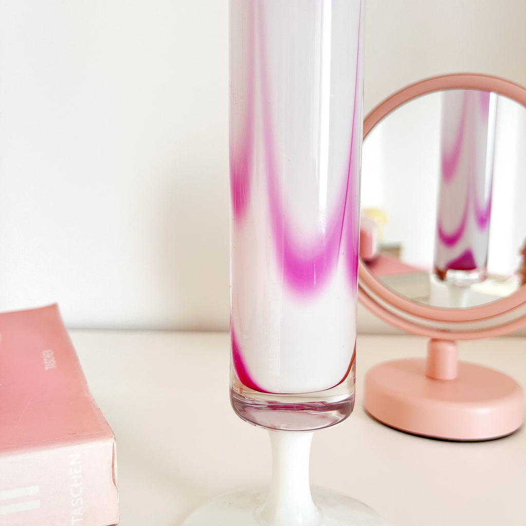 Soliflore en verre soufflé rose