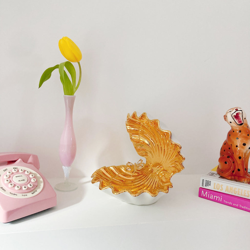 Grande coupe coquillage en céramique blanche