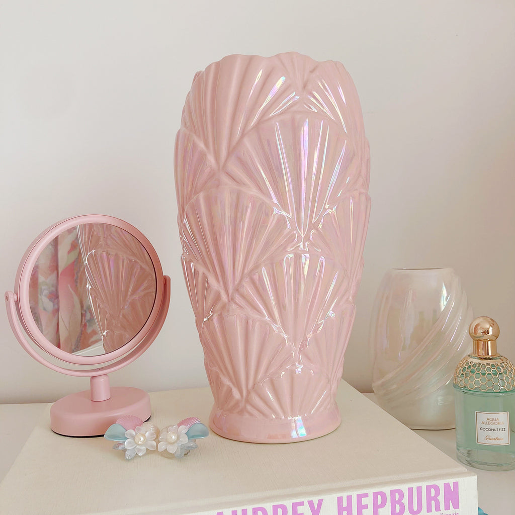 vase coquillage rose vintage