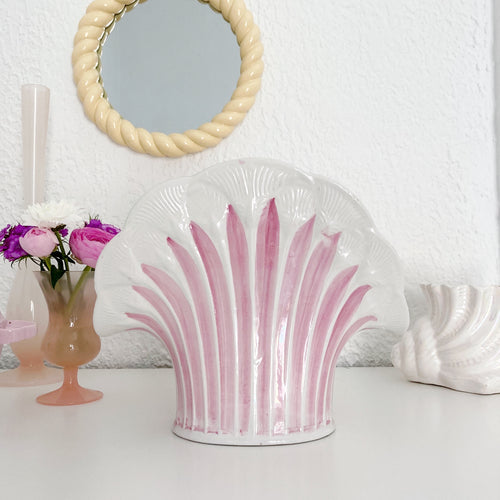 vase art deco forme coquillage rose 