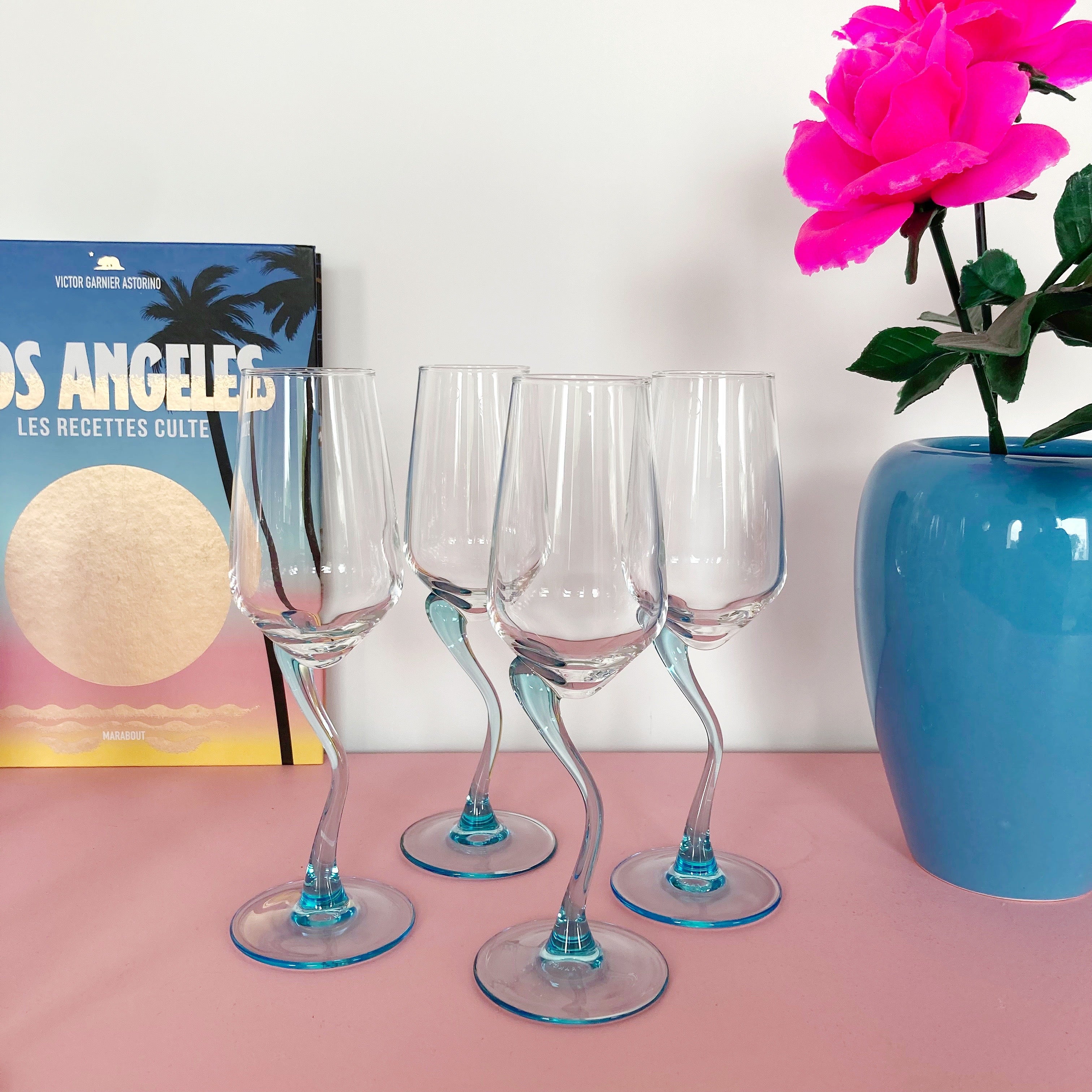 Verres zig zag bleus