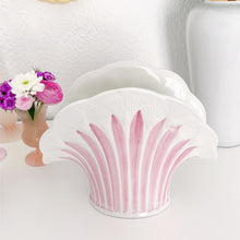 Load image into Gallery viewer, Art Deco style pink fan vase
